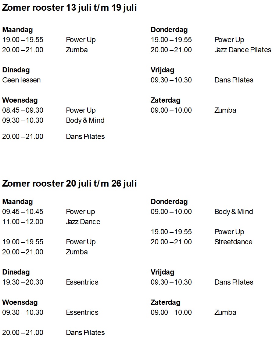 Zomer rooster 13 juli tm 26 juli