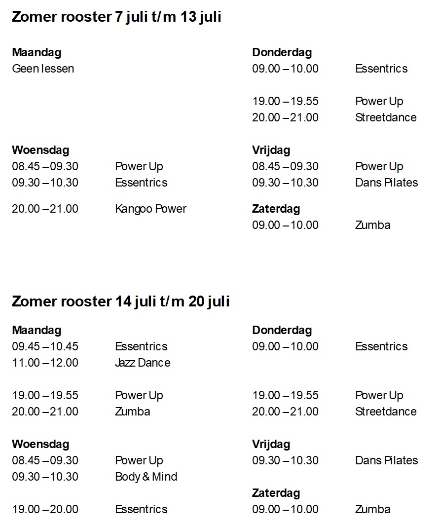 Zomer rooster 7 juli tm 20 juli